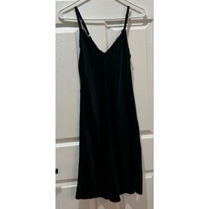 A.L.C. Satin Sleeveless Slip Mini Dress Size 0 Black Distressed Hem V-Neck